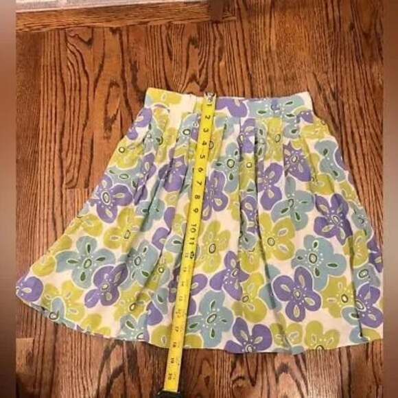 Vintage Girly Retro 60s spring vacay 100% Silk Floral Pleated mini Skirt size 8 - Picture 8 of 12